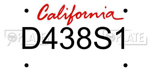 D438S1 California License Plate