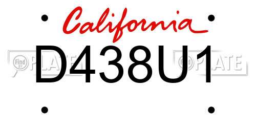 D438U1 California License Plate