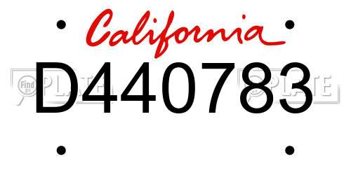 D440783 California License Plate