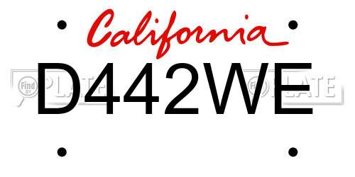 D442WE California License Plate