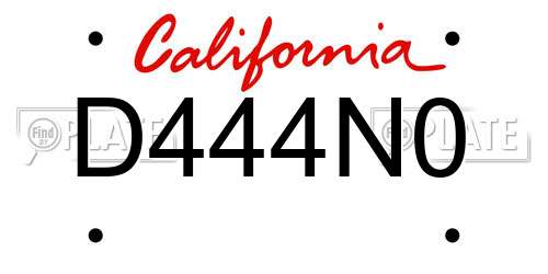 D444N0 California License Plate