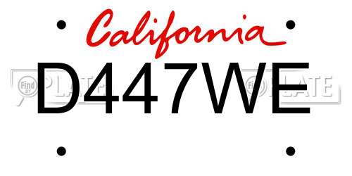 D447WE California License Plate