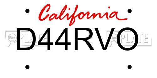 D44RVO California License Plate