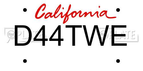 D44TWE California License Plate