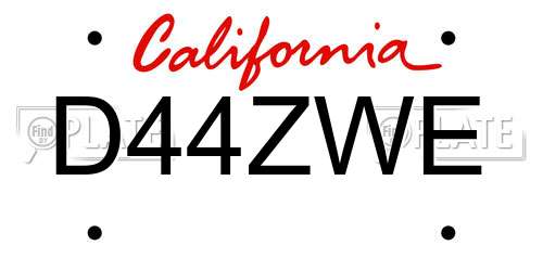 D44ZWE California License Plate