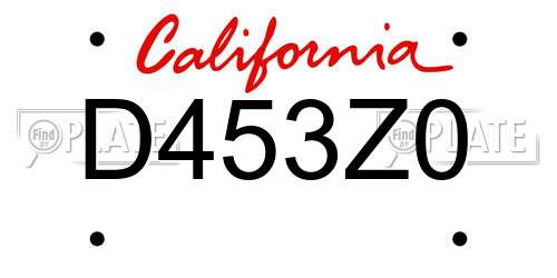 D453Z0 California License Plate