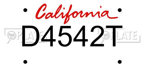 D4542T California License Plate