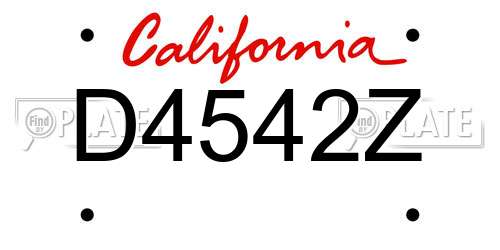 D4542Z California License Plate
