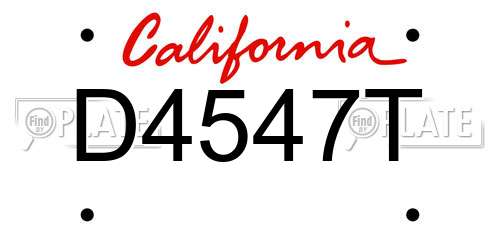 D4547T California License Plate