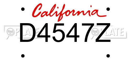 D4547Z California License Plate