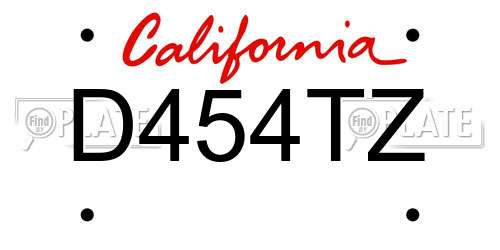 D454TZ California License Plate