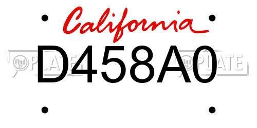 D458A0 California License Plate