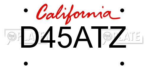 D45ATZ California License Plate