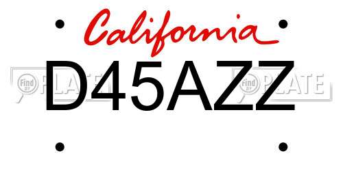 D45AZZ California License Plate