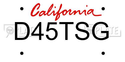 D45TSG California License Plate