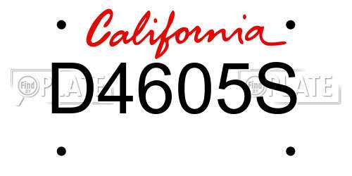 D4605S California License Plate