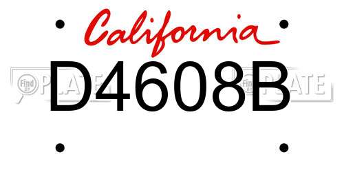 D4608B California License Plate