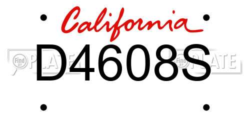 D4608S California License Plate