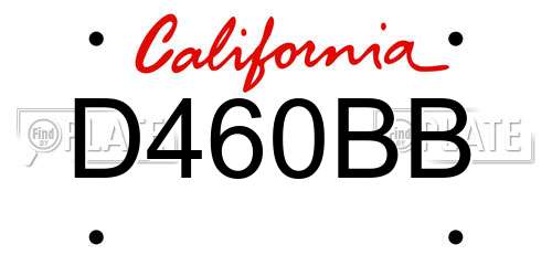 D460BB California License Plate