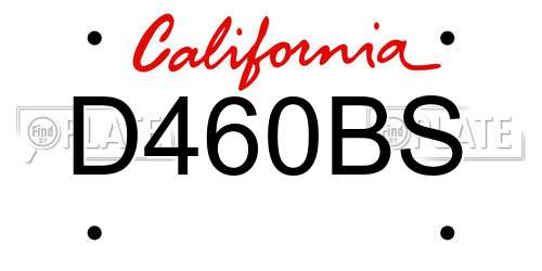 D460BS California License Plate