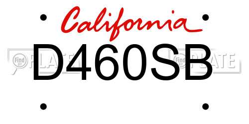 D460SB California License Plate