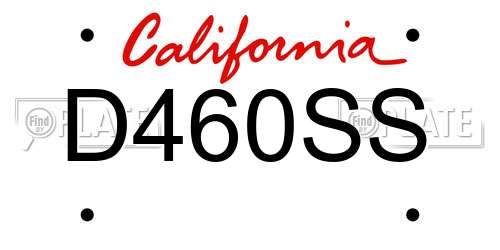 D460SS California License Plate