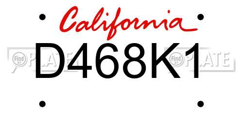 D468K1 California License Plate