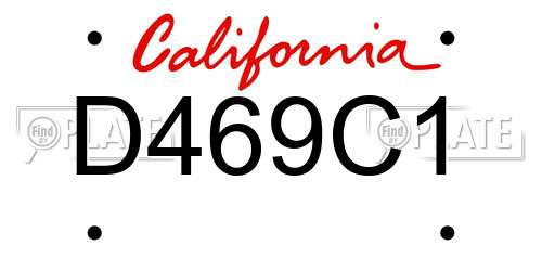 D469C1 California License Plate