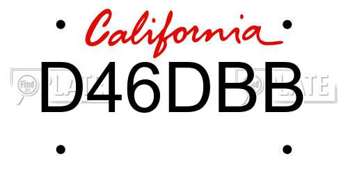 D46DBB California License Plate