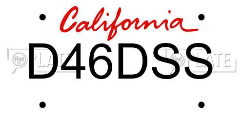 D46DSS California License Plate