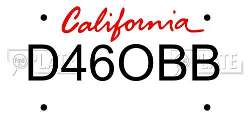 D46OBB California License Plate