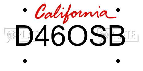 D46OSB California License Plate