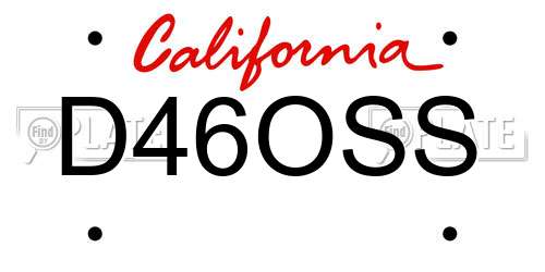 D46OSS California License Plate