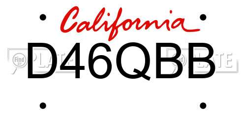 D46QBB California License Plate