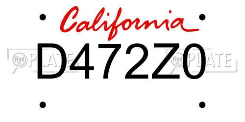 D472Z0 California License Plate