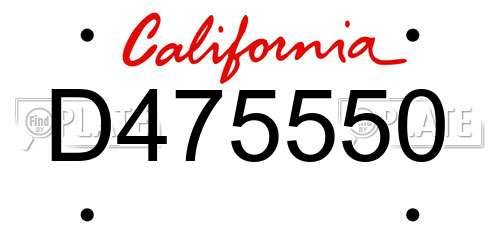 D475550 California License Plate