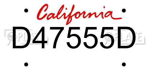 D47555D California License Plate