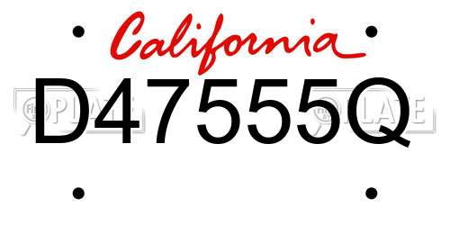D47555Q California License Plate