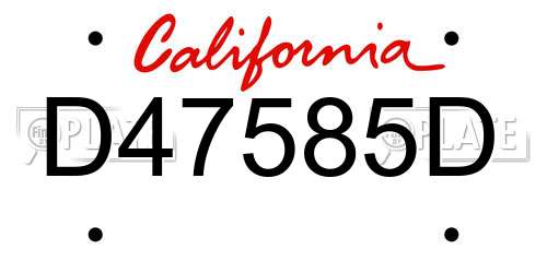 D47585D California License Plate