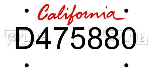 D475880 California License Plate