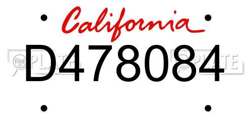 D478084 California License Plate