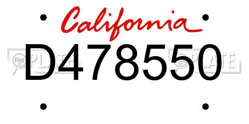 D478550 California License Plate