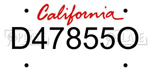 D47855O California License Plate