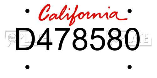 D478580 California License Plate