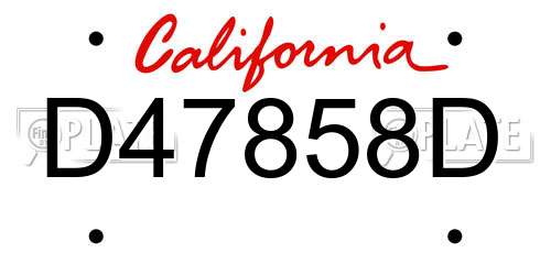 D47858D California License Plate