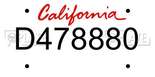 D478880 California License Plate