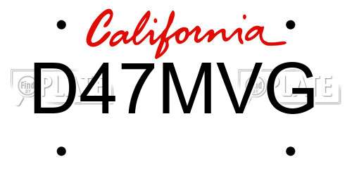 D47MVG California License Plate