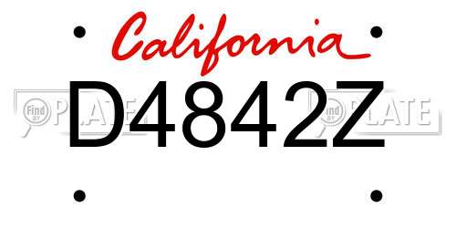 D4842Z California License Plate