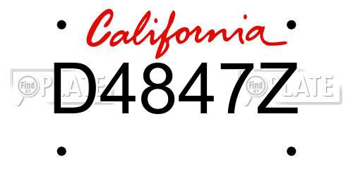 D4847Z California License Plate