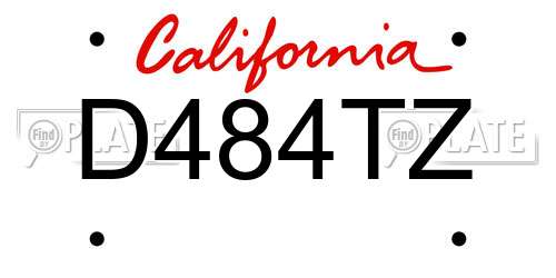 D484TZ California License Plate